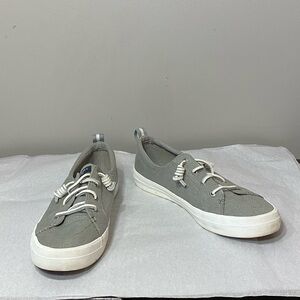 Sperry 10 Gray Canvas 
Slip on Lace Up
Sneakers 
Comfort 
Walking
Outdoors